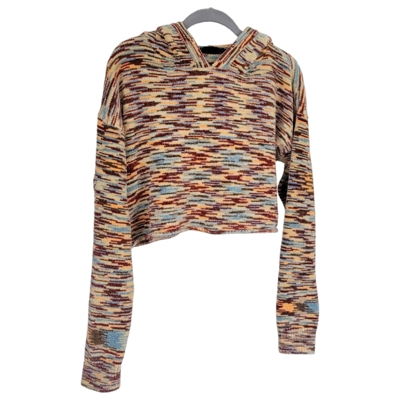 Urban Outfitters Out From Under XS Chenille Cropped Hooded Sweater Aztec - Picture 7 of 10